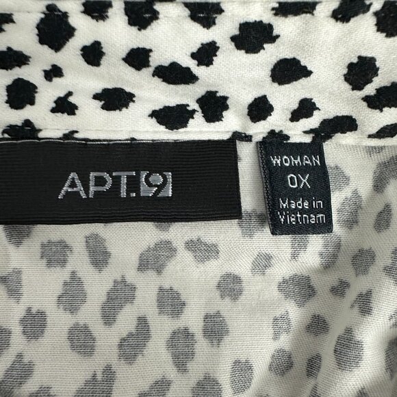 APT 9 Womens Long Sleeve Button Down Blouse OX Dalmatian Print Cotton Blend - Picture 3 of 5